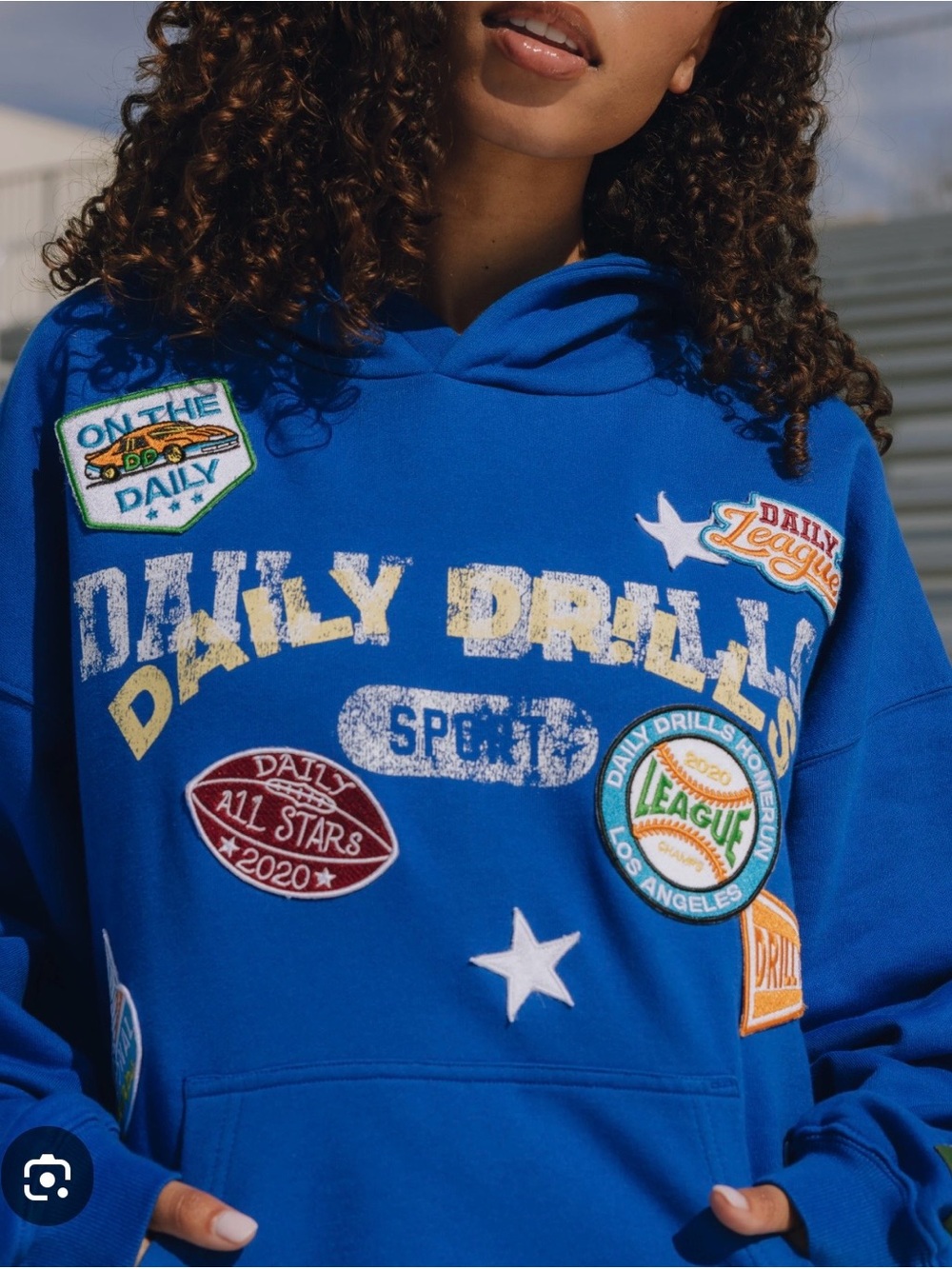 Daily Drills Oversized All Star Hoodie with Sports Patch Graphic XS/S